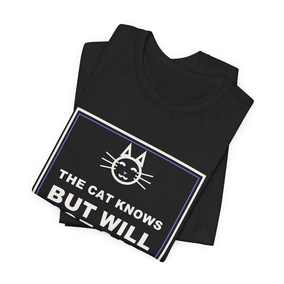 The Cat Knows But Will Not Say Funny Anime T-Shirt - original anime design, view 5