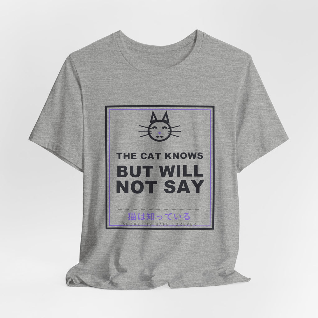 The Cat Knows But Will Not Say Funny Anime T-Shirt - original anime design, view 15