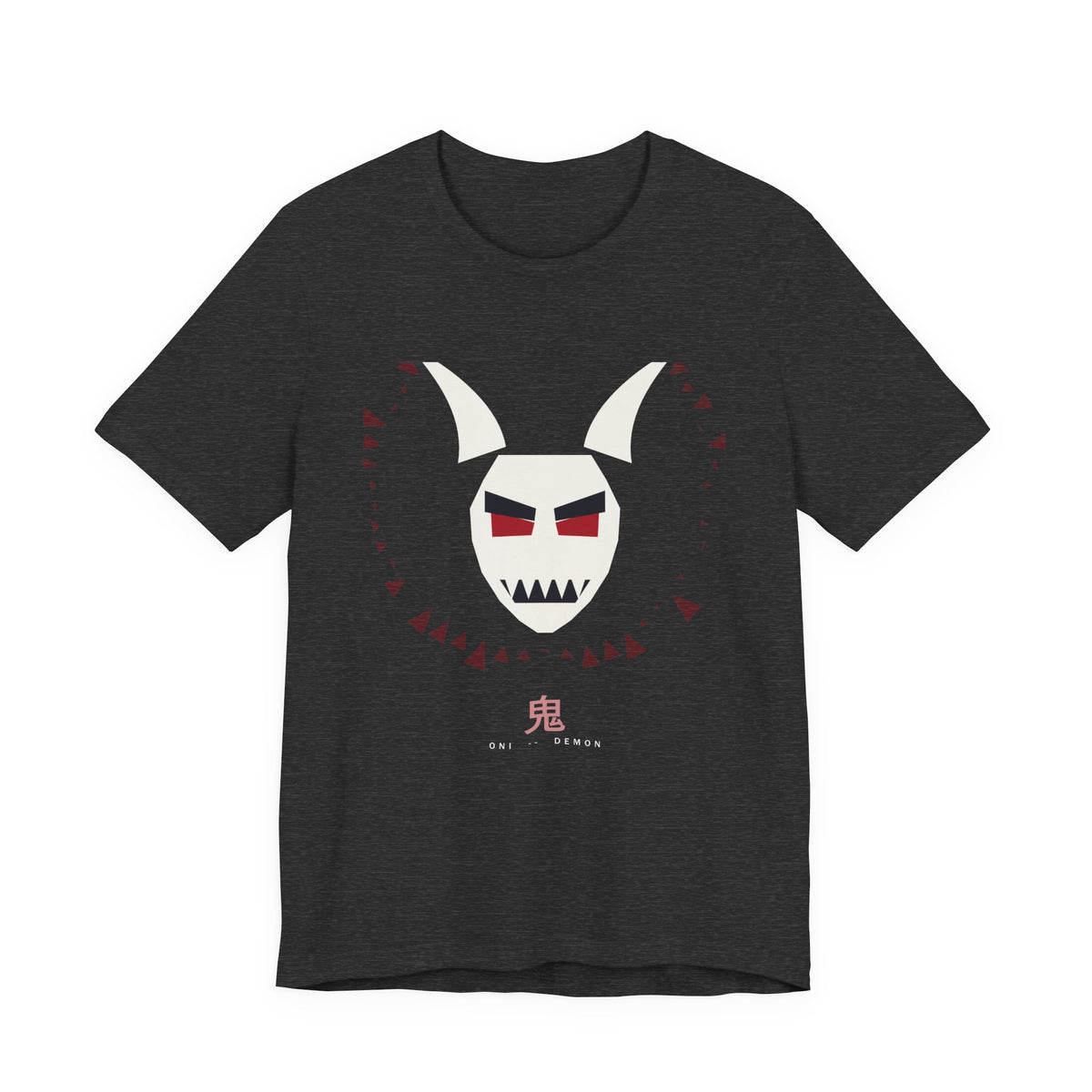 Oni Mask Anime T-Shirt in Dark Grey Heather