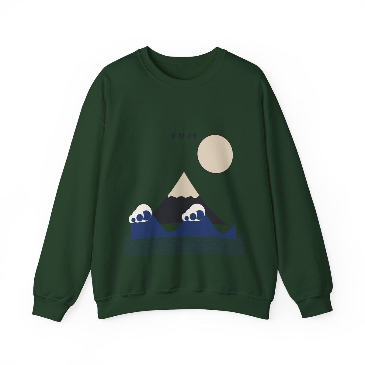 Fuji & Wave Sweatshirt in Forest Green