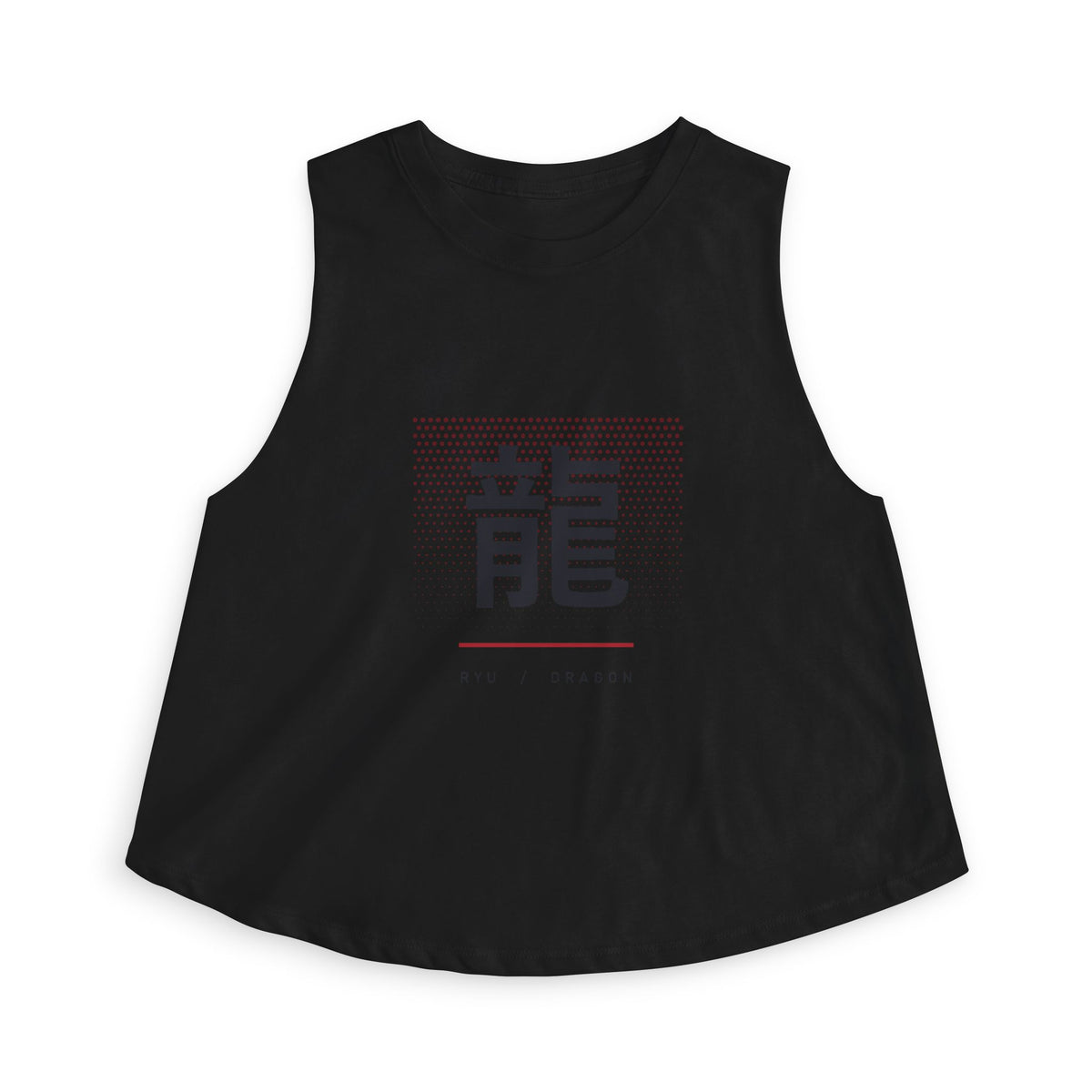 Ryu Dragon Crop Top in Solid Black Blend