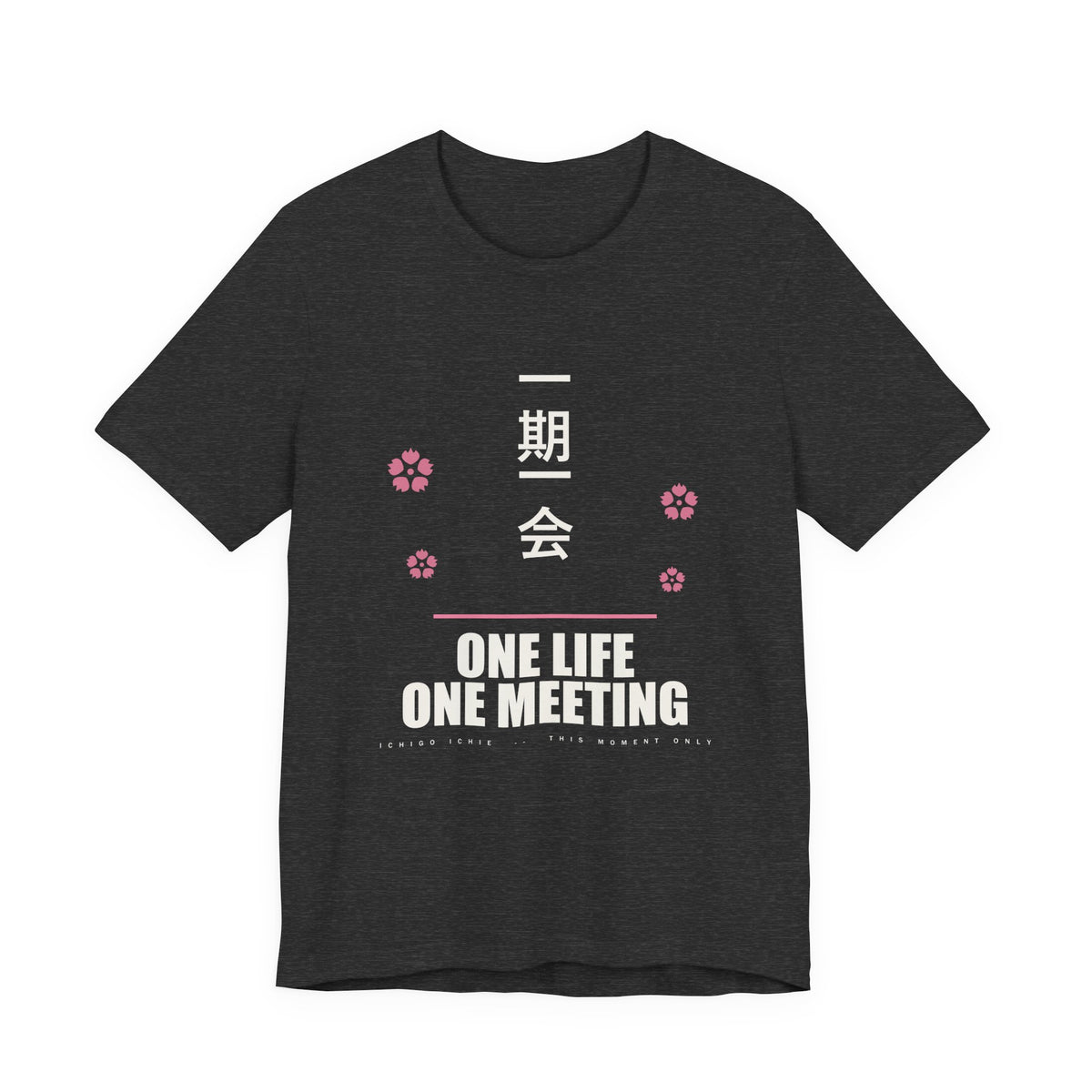 One Life One Meeting Anime T-Shirt in Dark Grey Heather