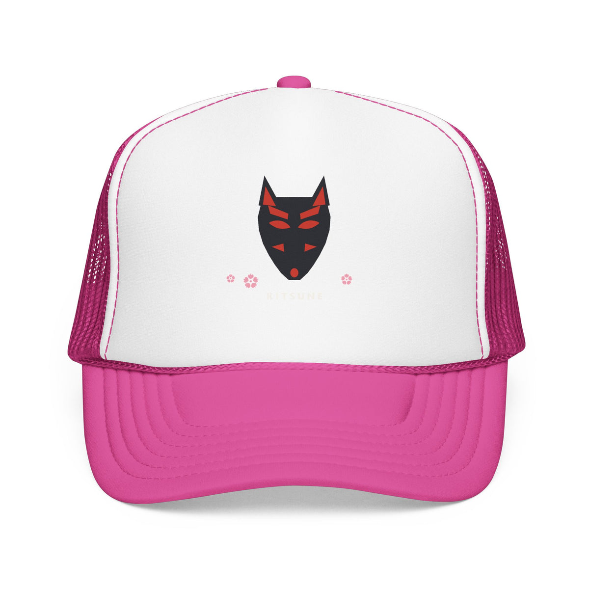 Kitsune Mask Trucker Cap in Hot Pink