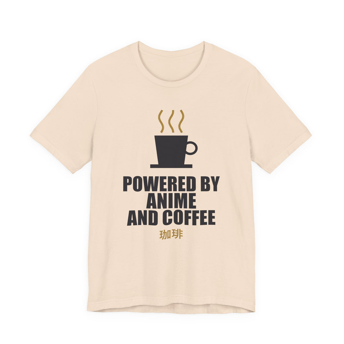 Powered By Anime And Coffee T-Shirt in Soft Cream