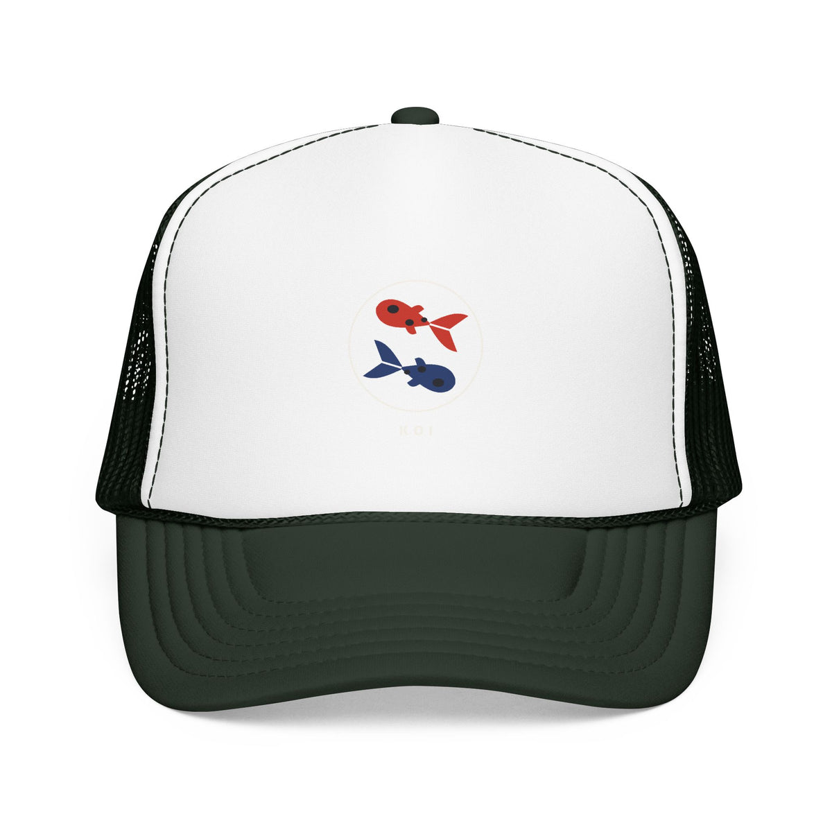 Koi Pair Trucker Cap in Dark Green