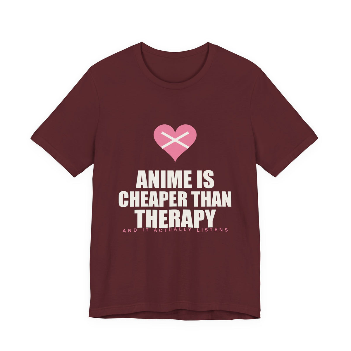 Cheaper Than Therapy Anime T-Shirt in Maroon