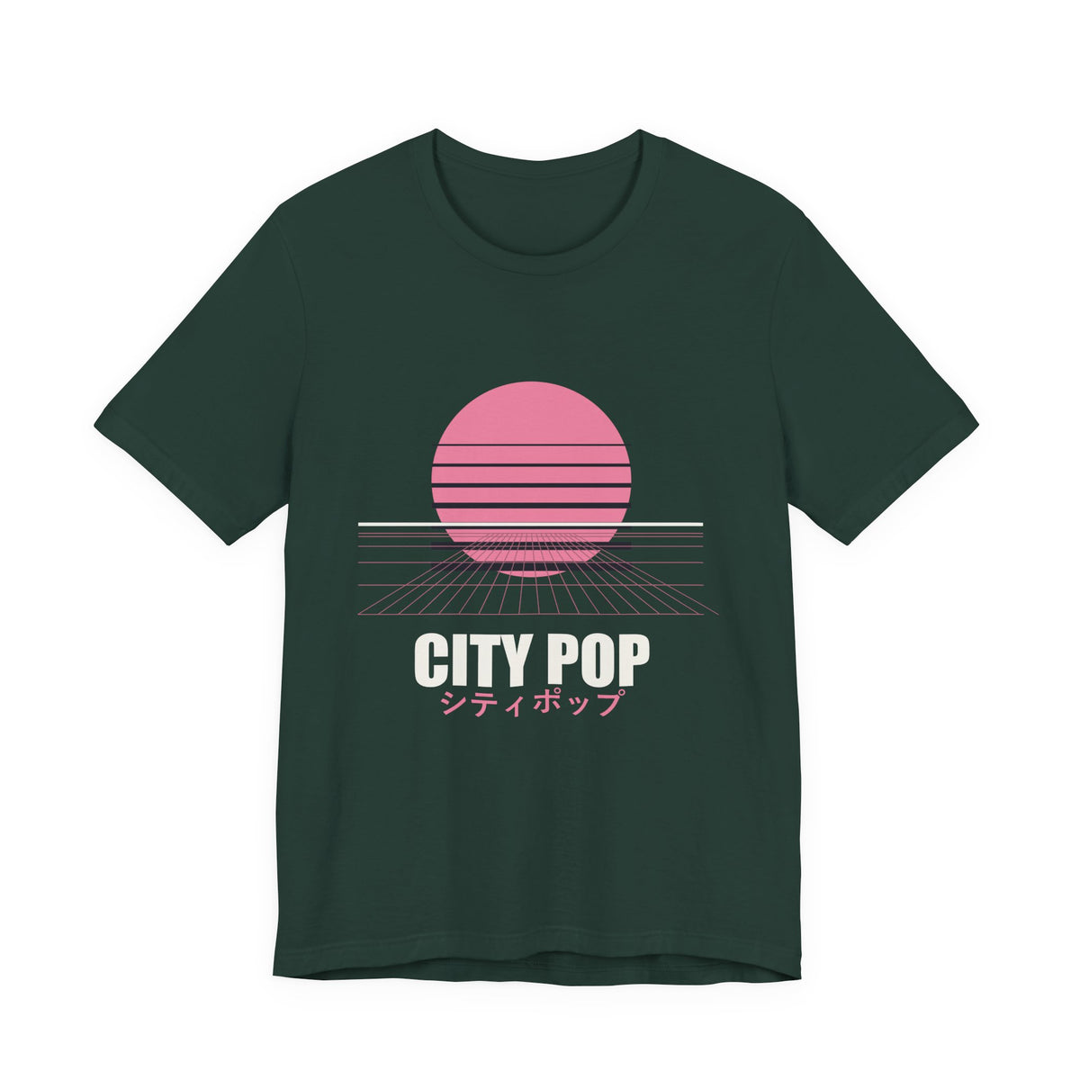 City Pop Anime T-Shirt in Forest