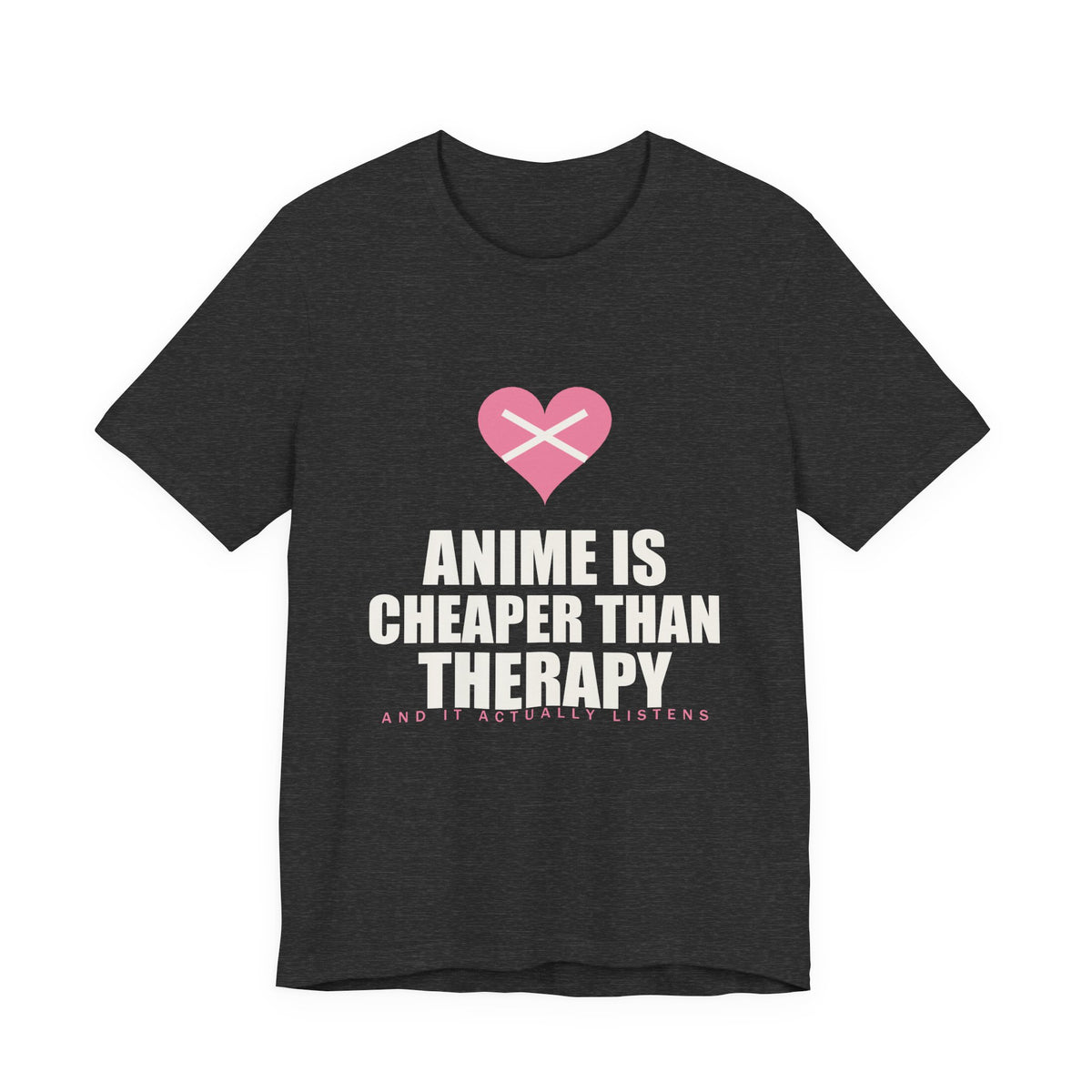 Cheaper Than Therapy Anime T-Shirt in Dark Grey Heather