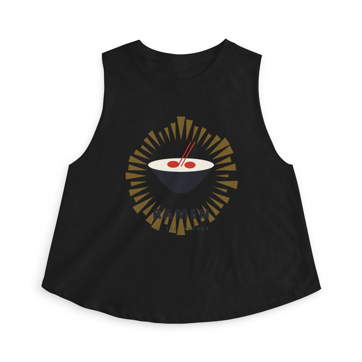 Ramen Is The Answer Crop Top in Solid Black Blend