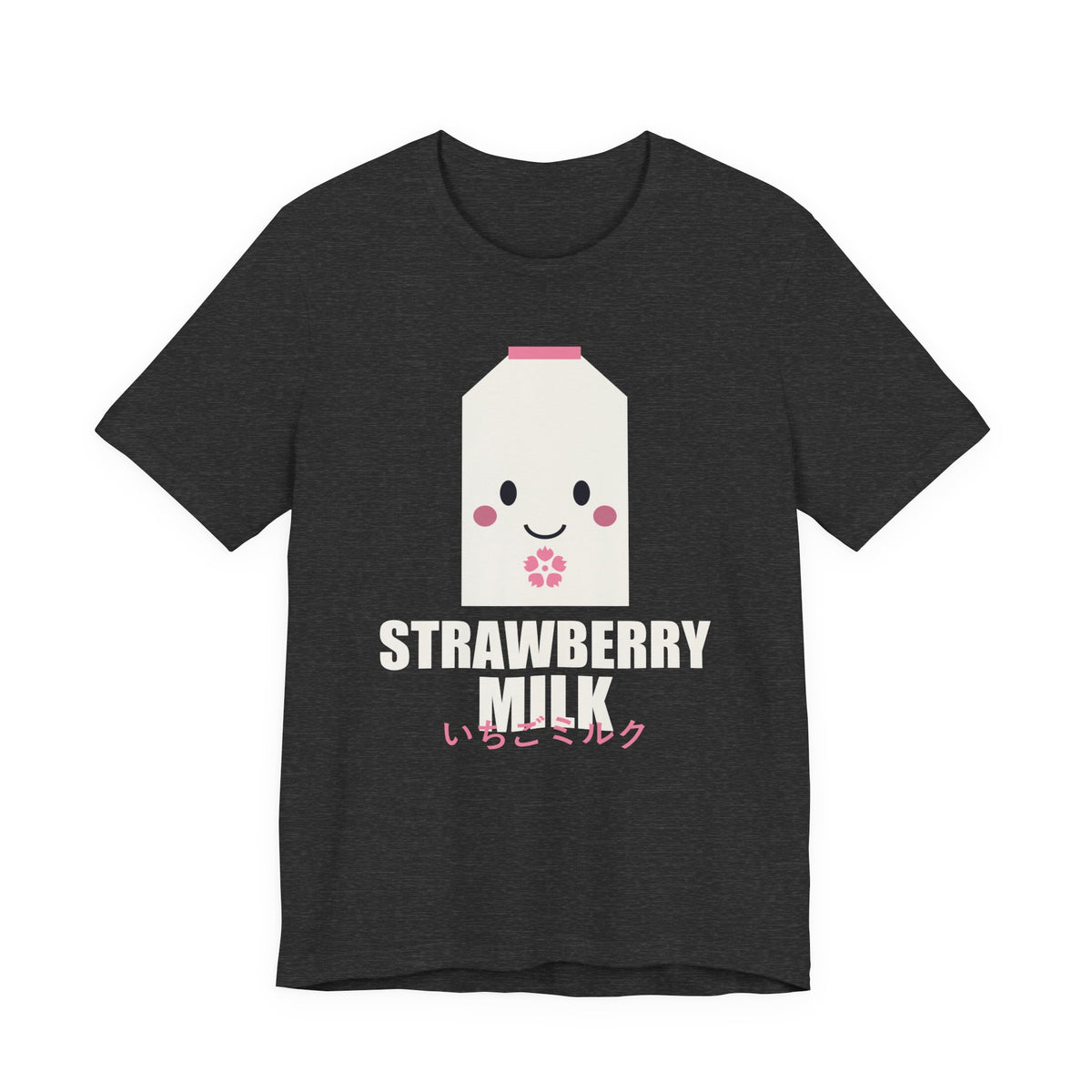 Strawberry Milk Anime T-Shirt in Dark Grey Heather