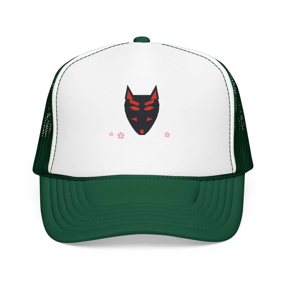 Kitsune Mask Trucker Cap in Kelly