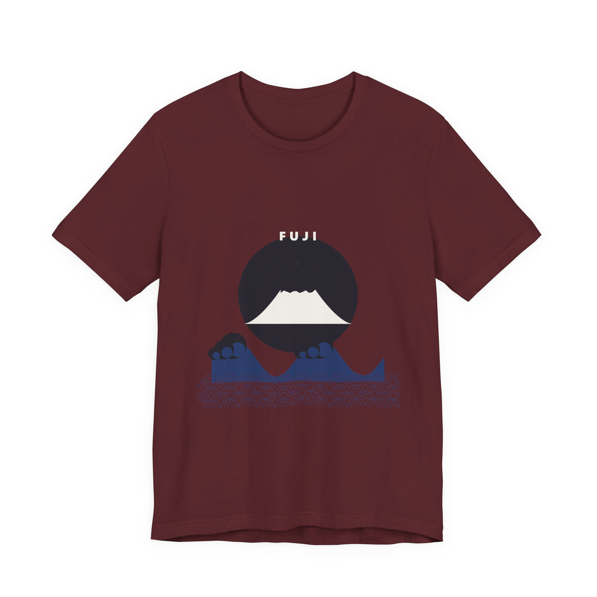 Fuji & Wave T-Shirt in Maroon