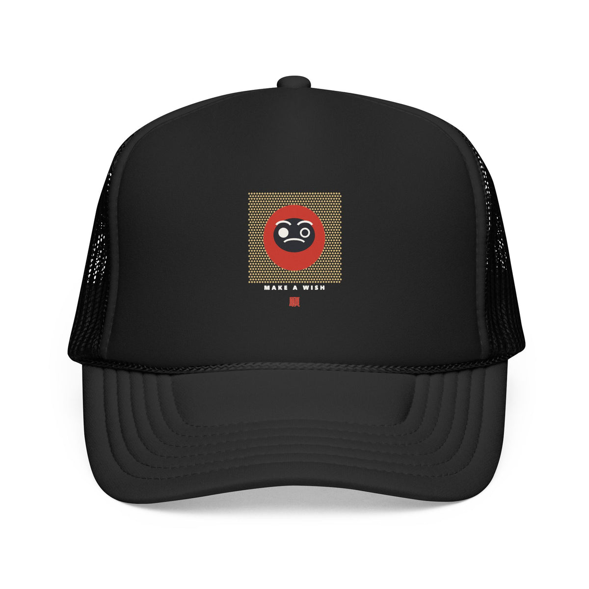 Daruma Wish Trucker Cap in Black