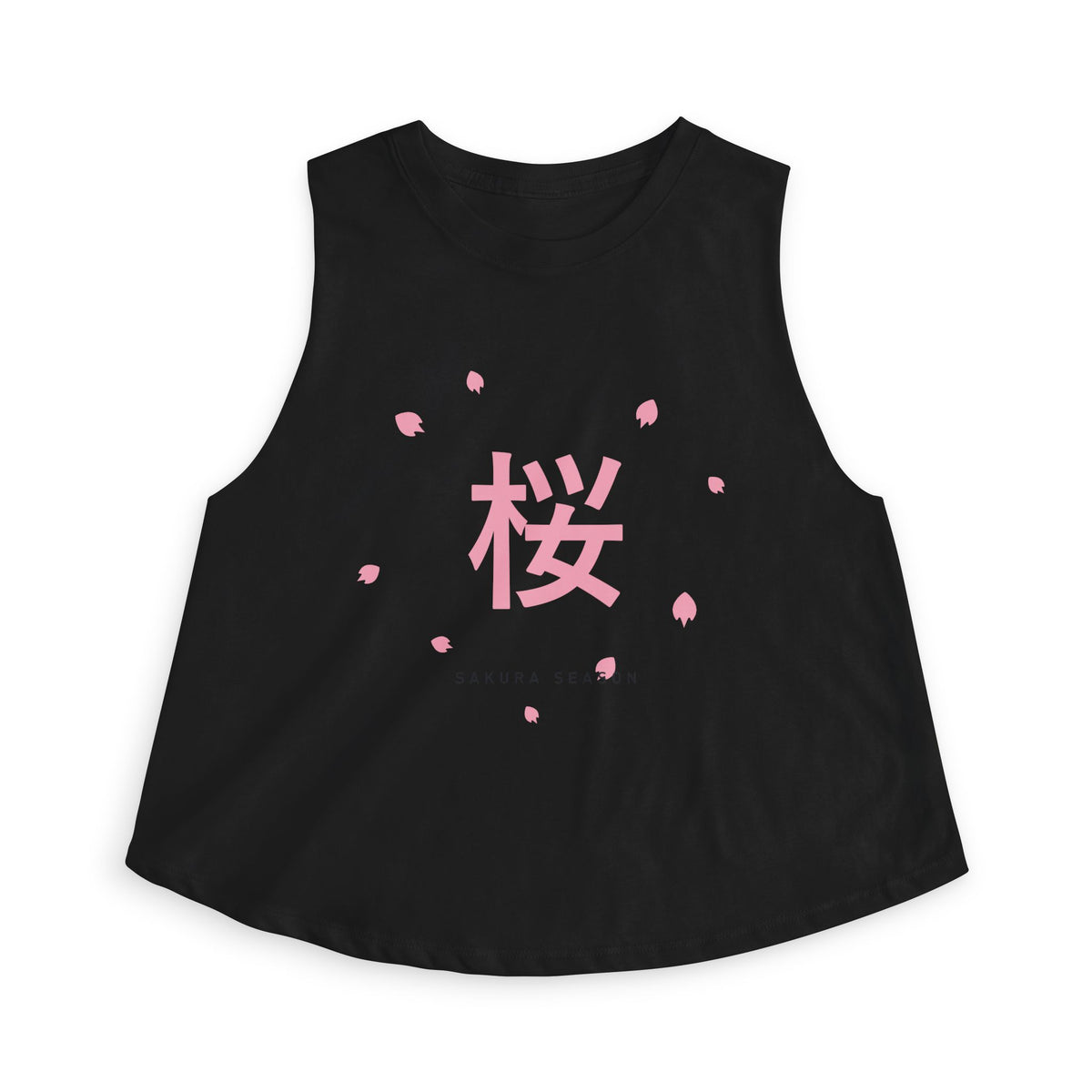 Sakura Season Crop Top in Solid Black Blend