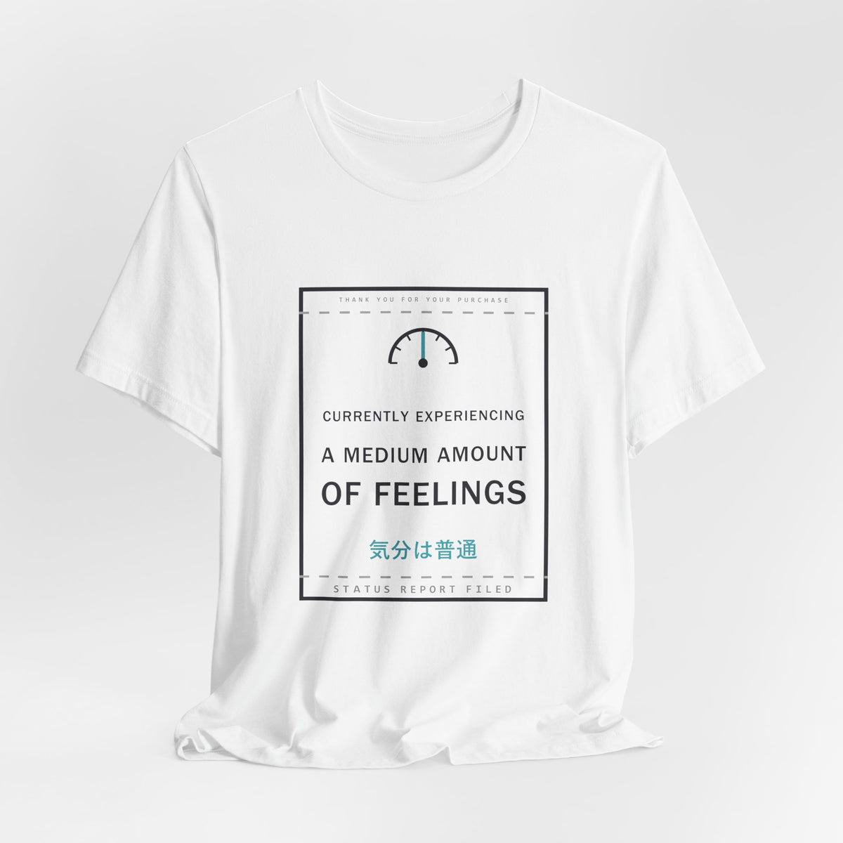 Currently Experiencing A Medium Amount Of Feelings Funny Anime T-Shirt - original anime design, view 3
