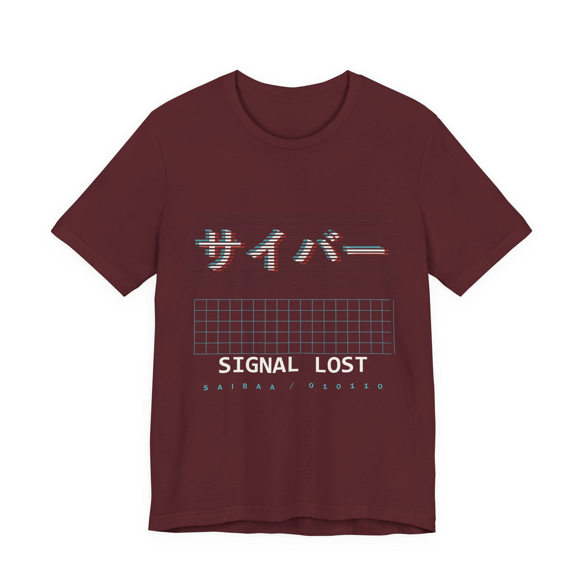Cyber Glitch Anime T-Shirt in Maroon