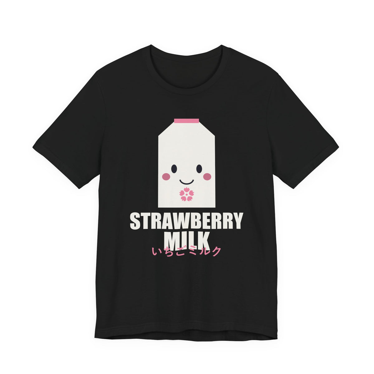 Strawberry Milk Anime T-Shirt in Black