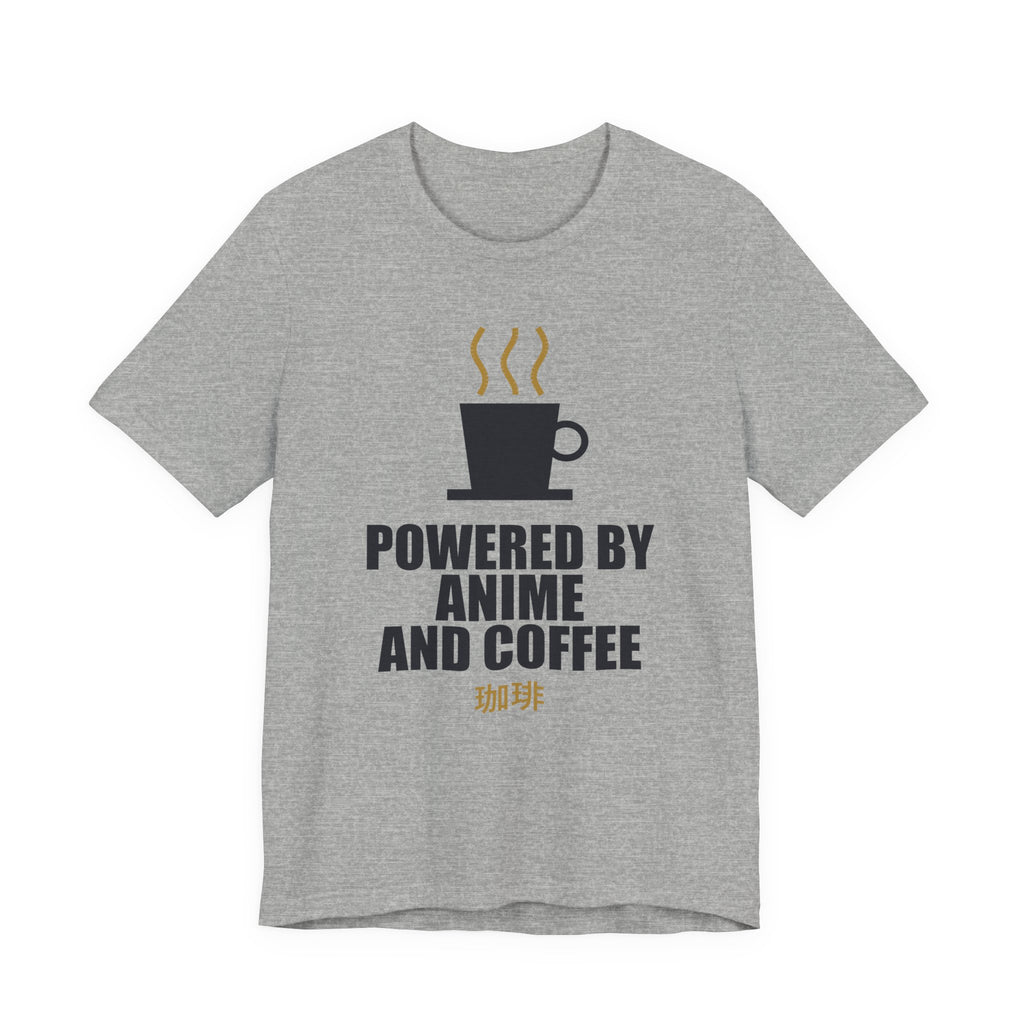 Powered By Anime And Coffee T-Shirt in Athletic Heather