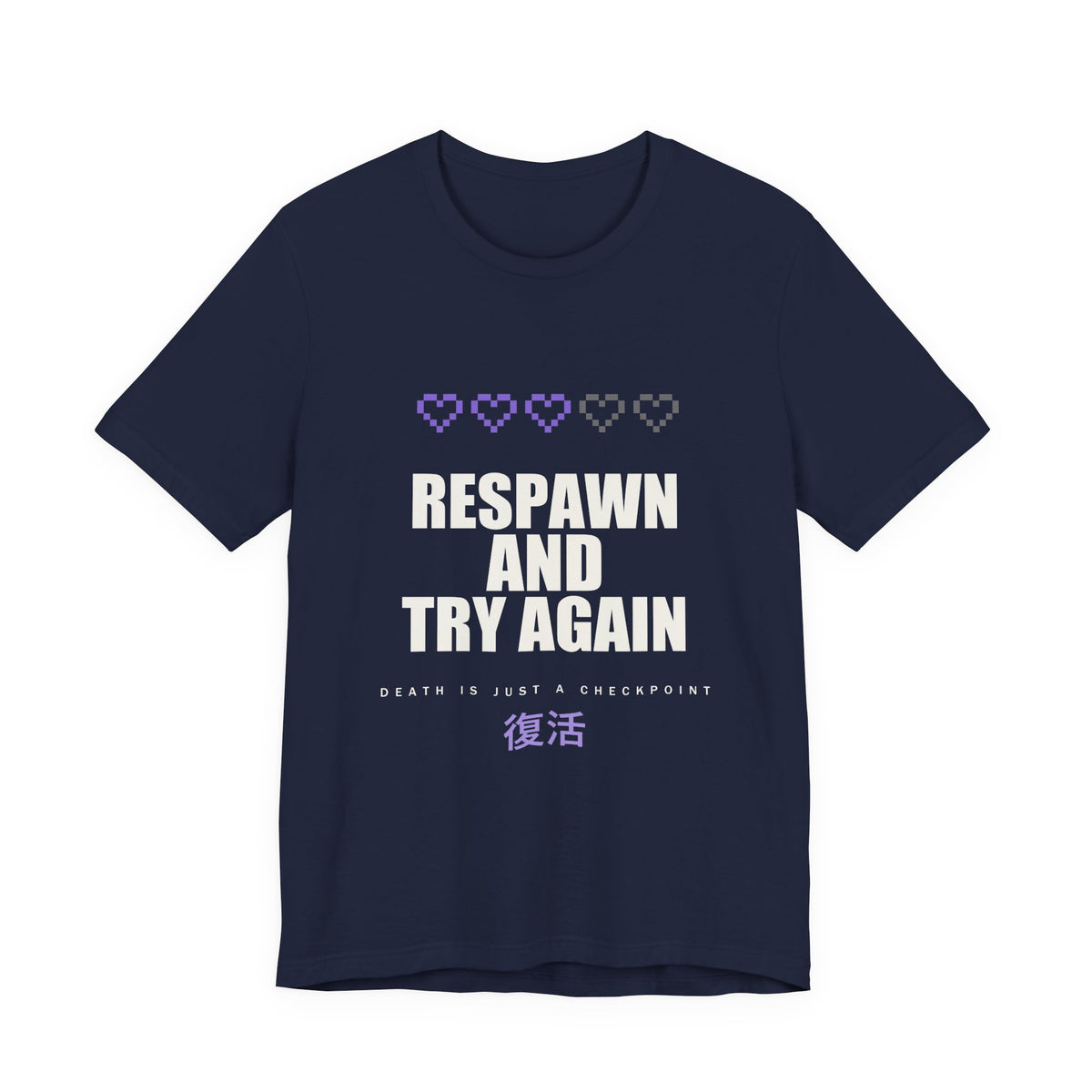 Respawn And Try Again Anime T-Shirt in Navy