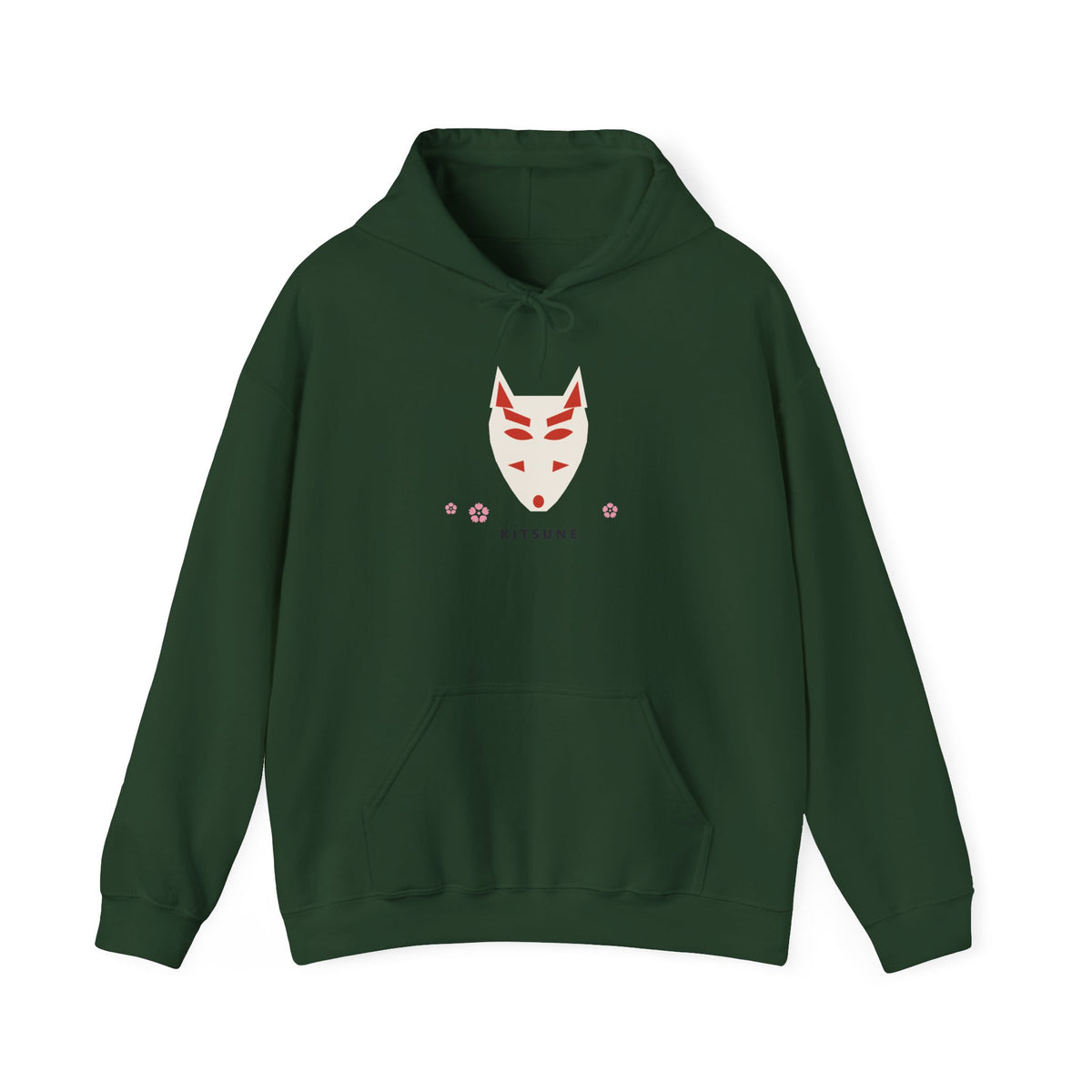 Kitsune Mask Hoodie in Forest Green