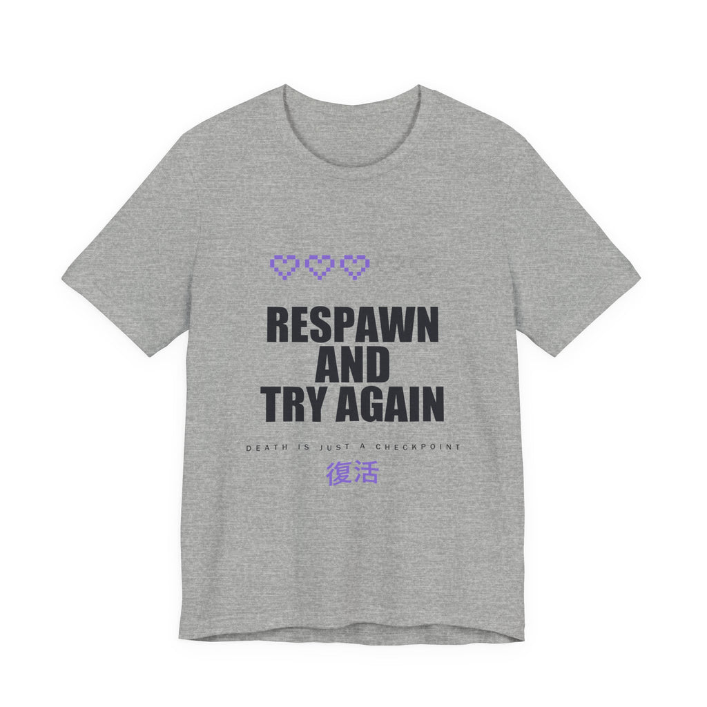 Respawn And Try Again Anime T-Shirt in Athletic Heather