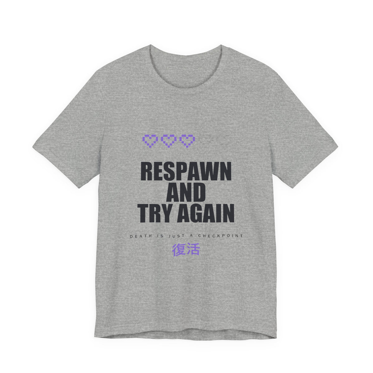 Respawn And Try Again Anime T-Shirt in Athletic Heather
