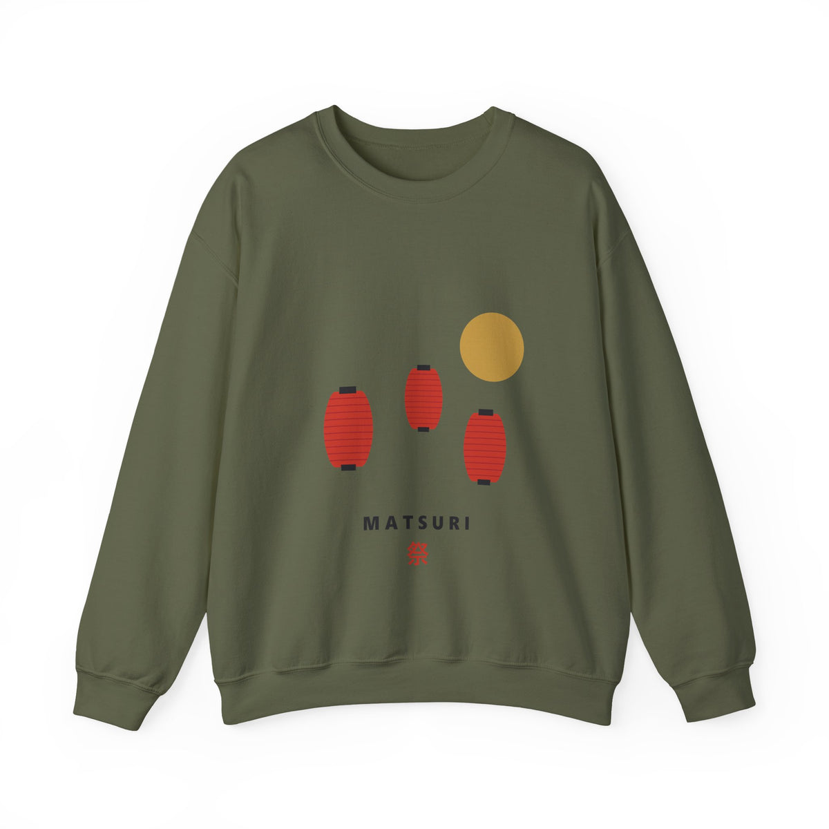 Matsuri Lanterns Sweatshirt in Military Green