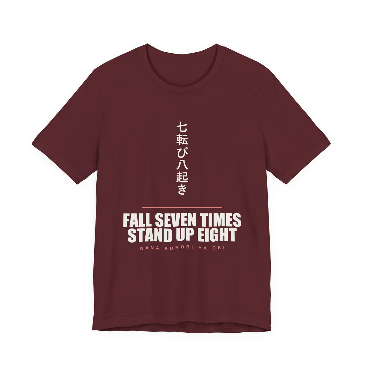 Fall Seven Times Anime T-Shirt in Maroon