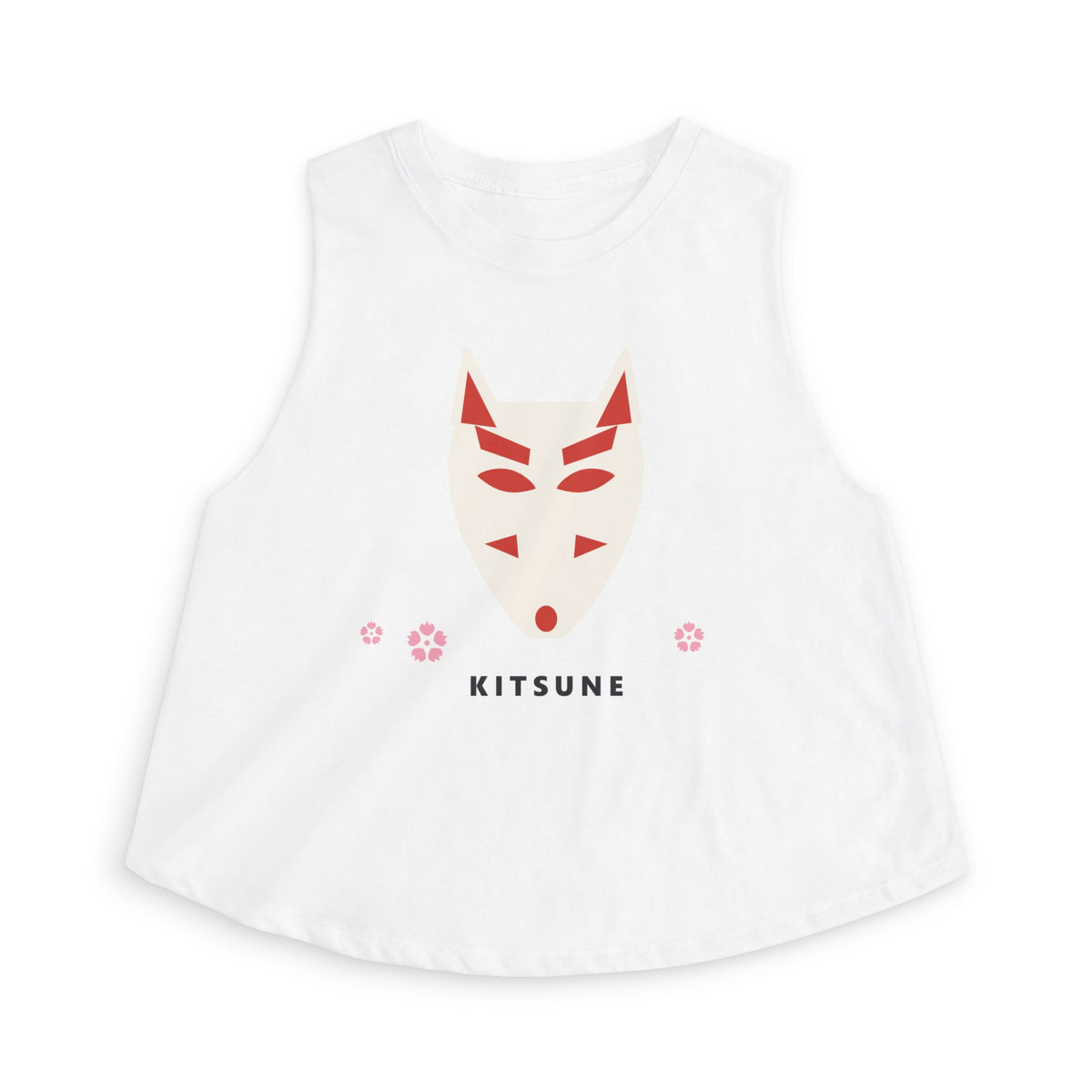 Kitsune Mask Crop Top in Solid White Blend