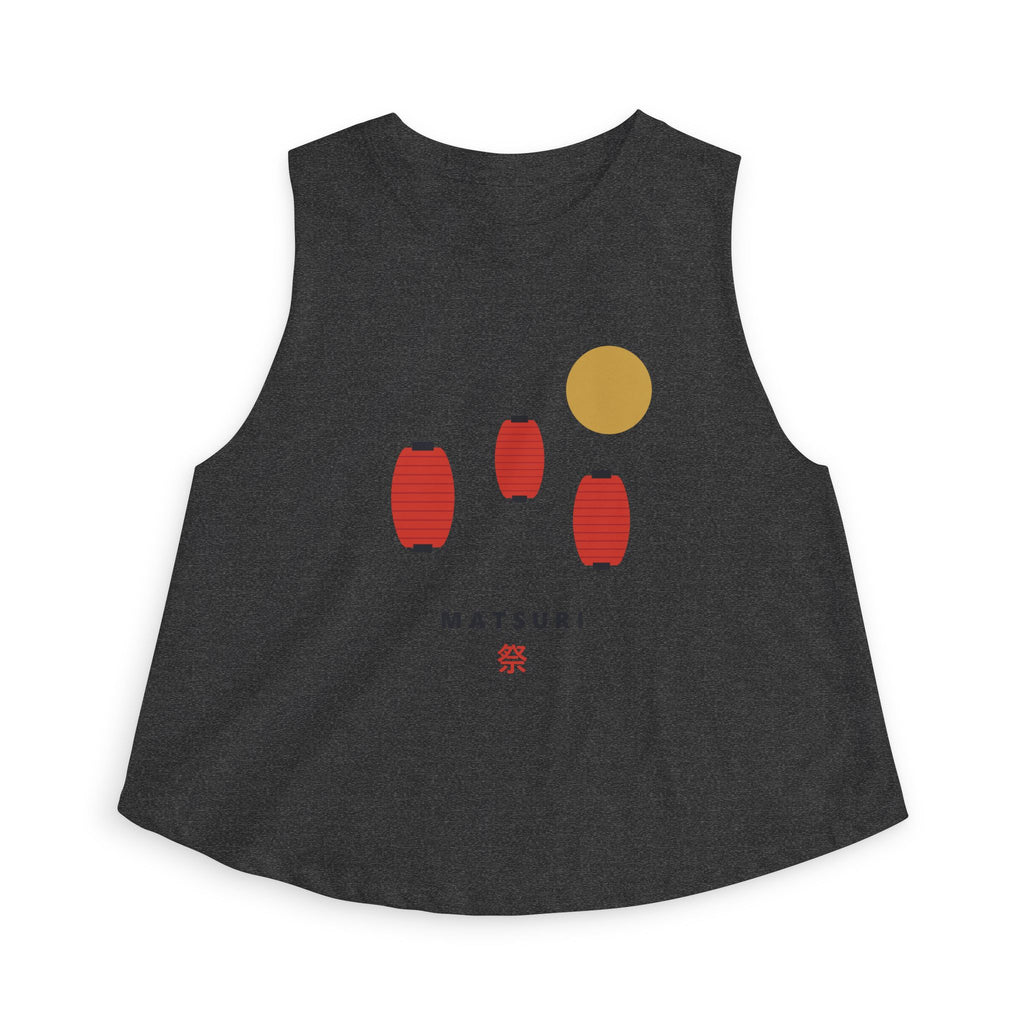 Matsuri Lanterns Crop Top in Dark Grey Heather
