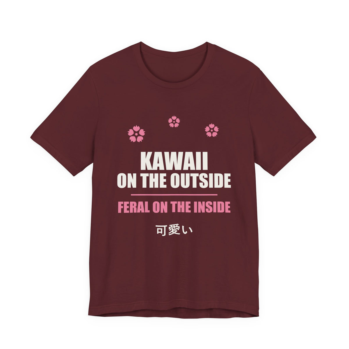 Kawaii But Feral Anime T-Shirt in Maroon