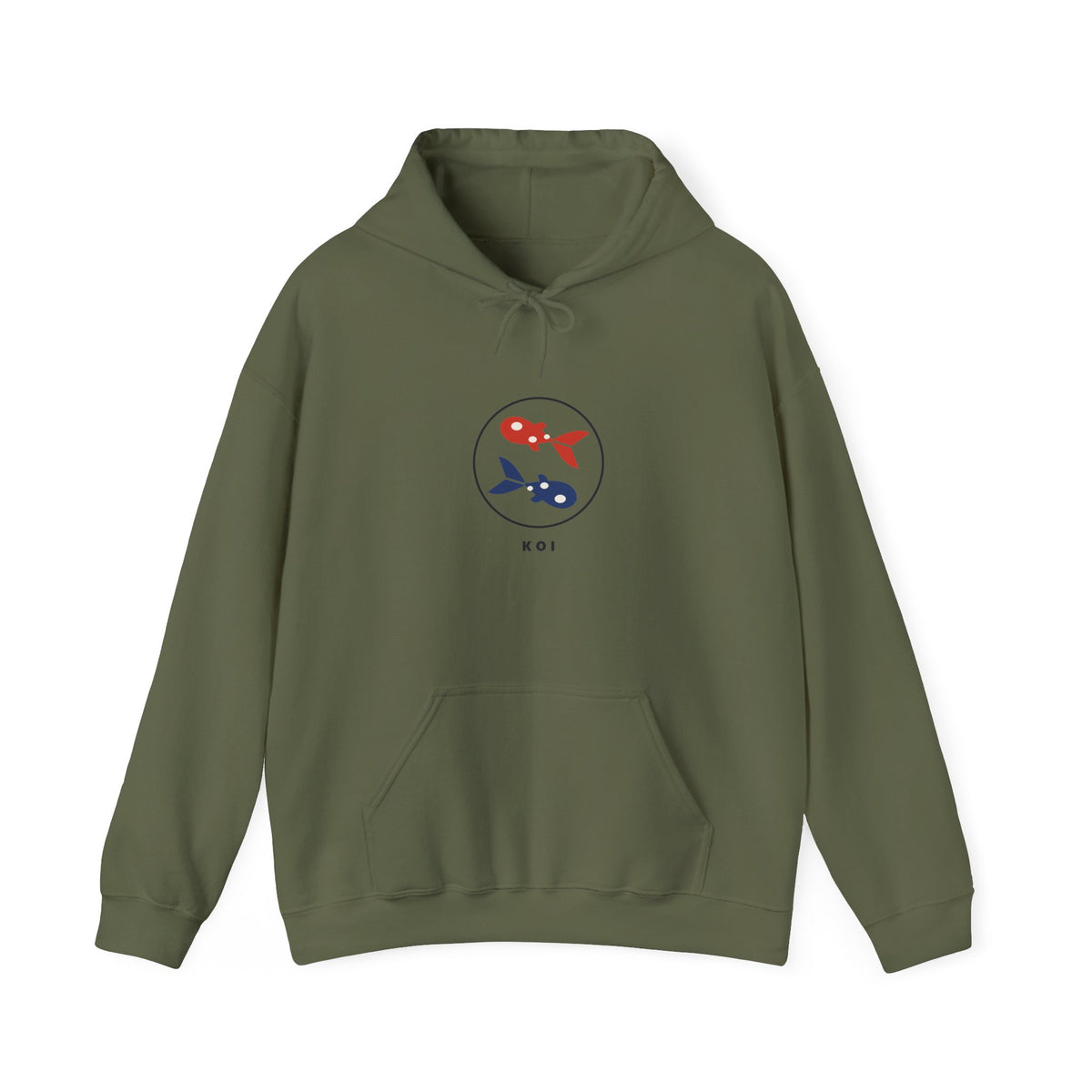Koi Pair Hoodie in Military Green