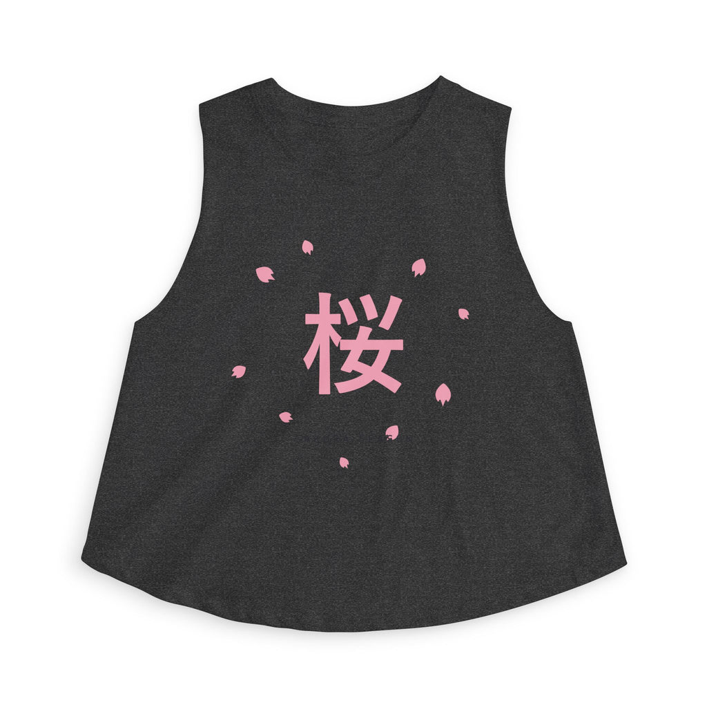 Sakura Season Crop Top in Dark Grey Heather