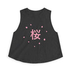Sakura Season Crop Top in Dark Grey Heather