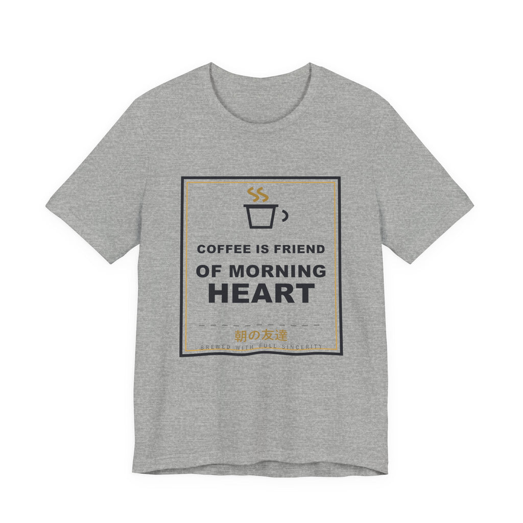 Coffee Is Friend Of Morning Heart Funny Anime T-Shirt in Athletic Heather