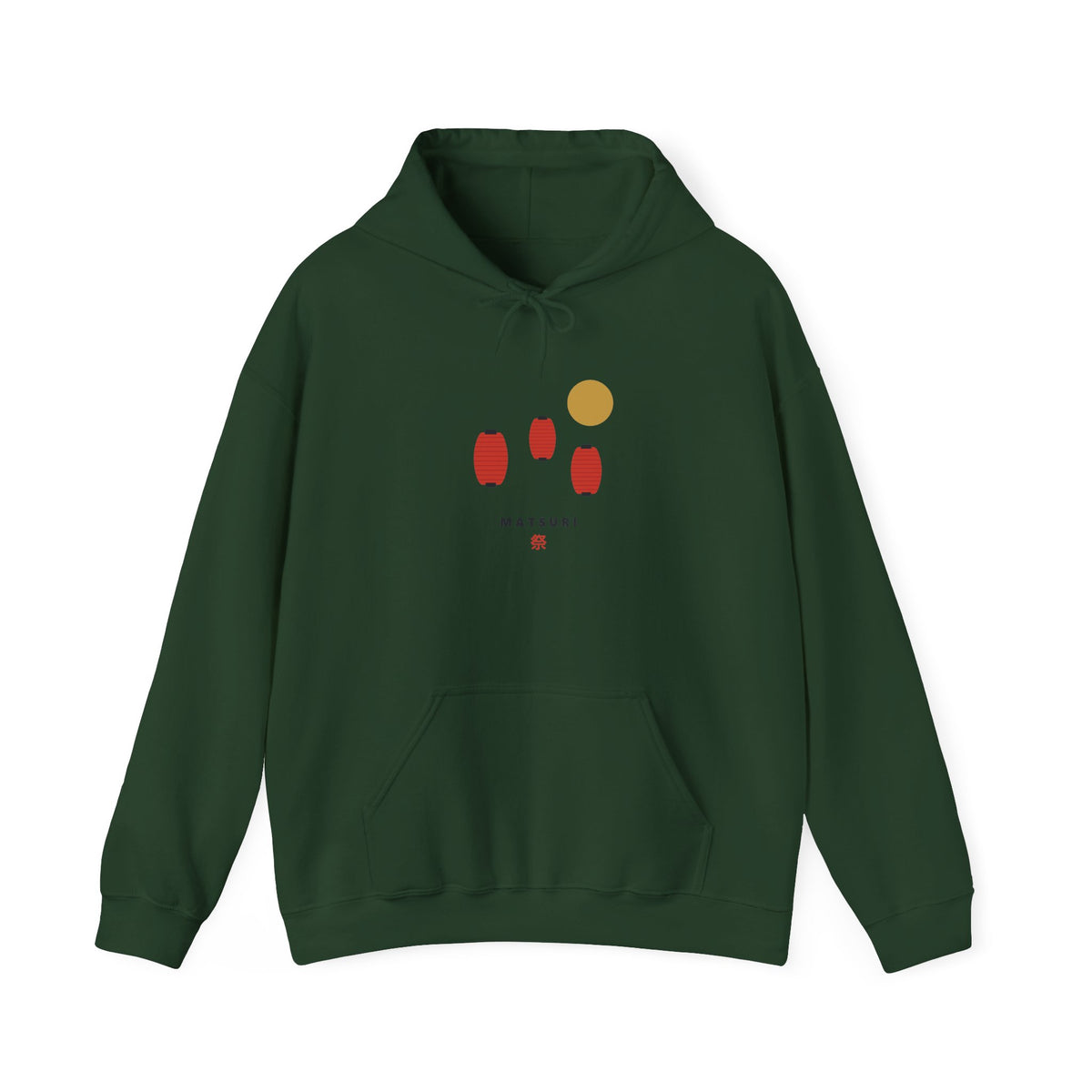 Matsuri Lanterns Hoodie in Forest Green
