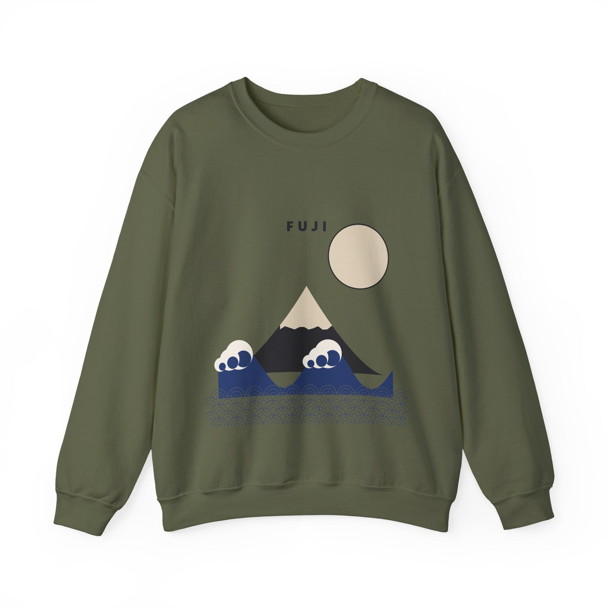 Fuji & Wave Sweatshirt in Military Green