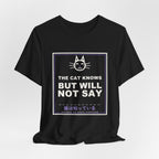 The Cat Knows But Will Not Say Funny Anime T-Shirt - original anime design, view 6