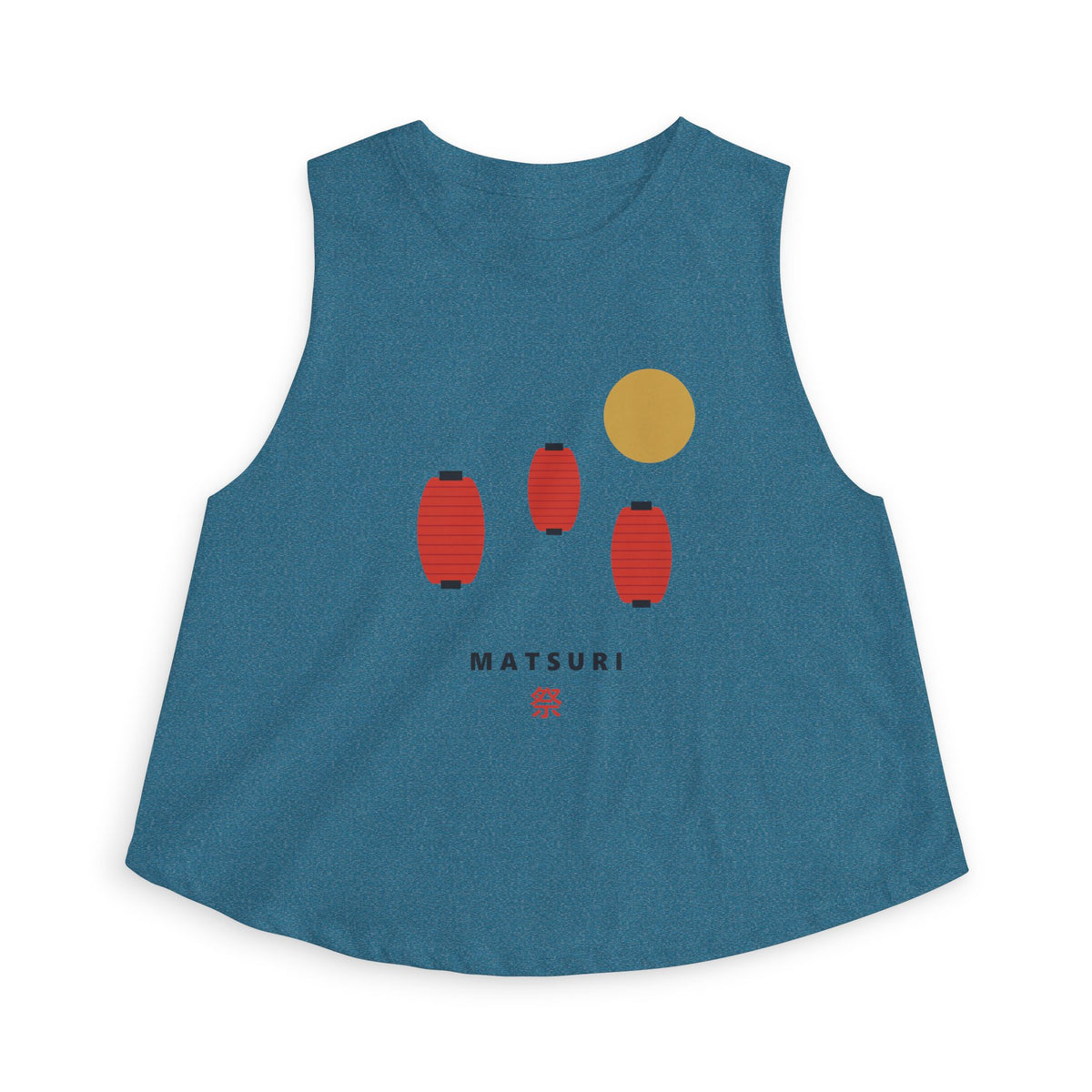 Matsuri Lanterns Crop Top in Heather Deep Teal