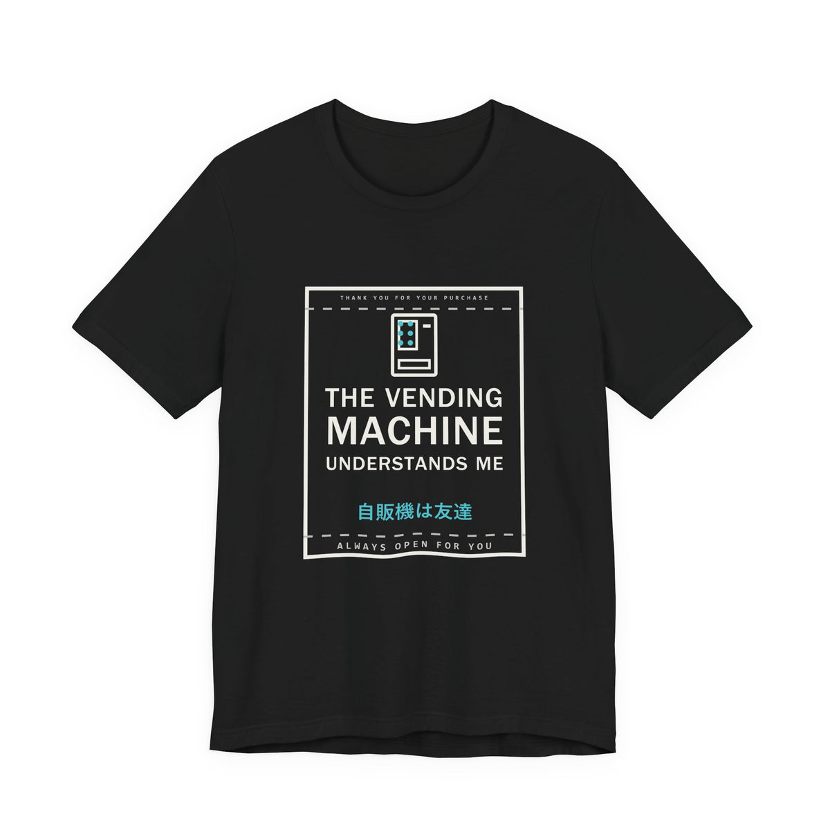The Vending Machine Understands Me Funny Anime T-Shirt in Black