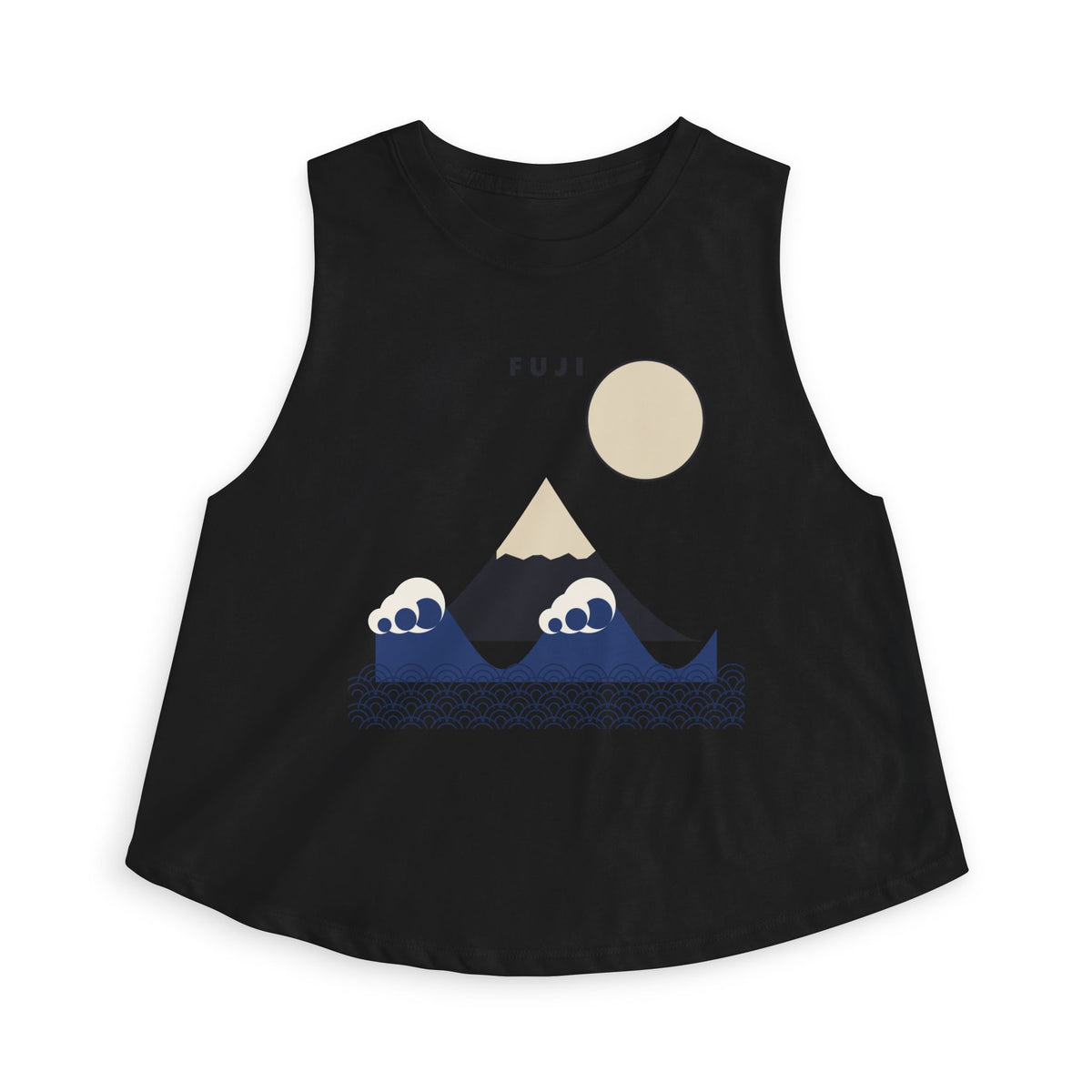 Fuji & Wave Crop Top in Solid Black Blend