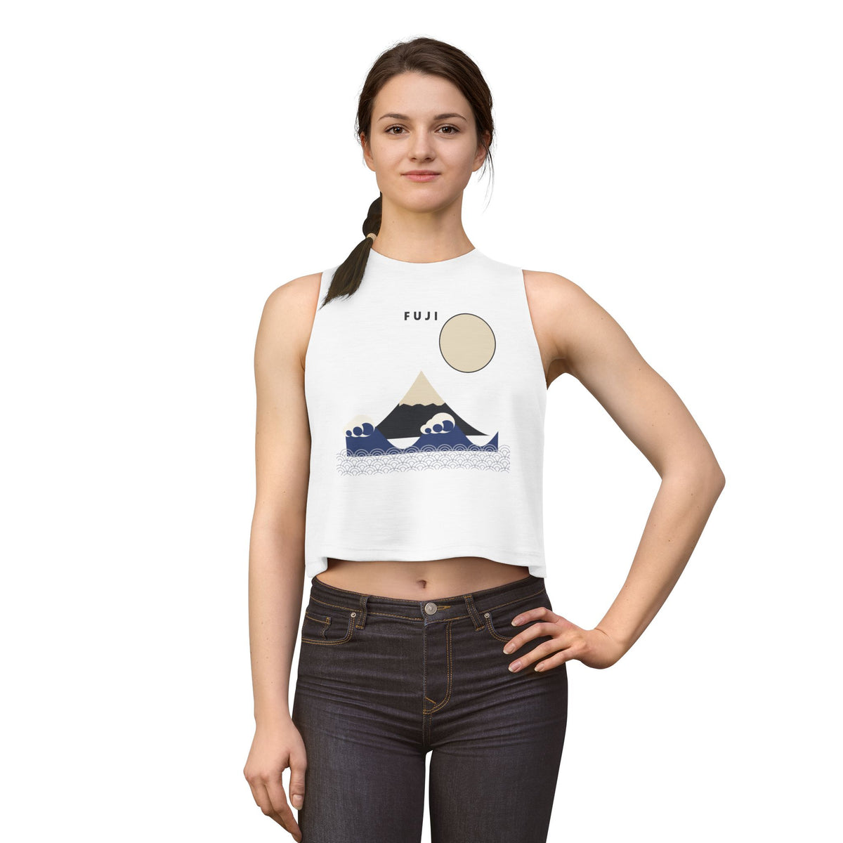 Fuji & Wave Crop Top - original anime design, view 2