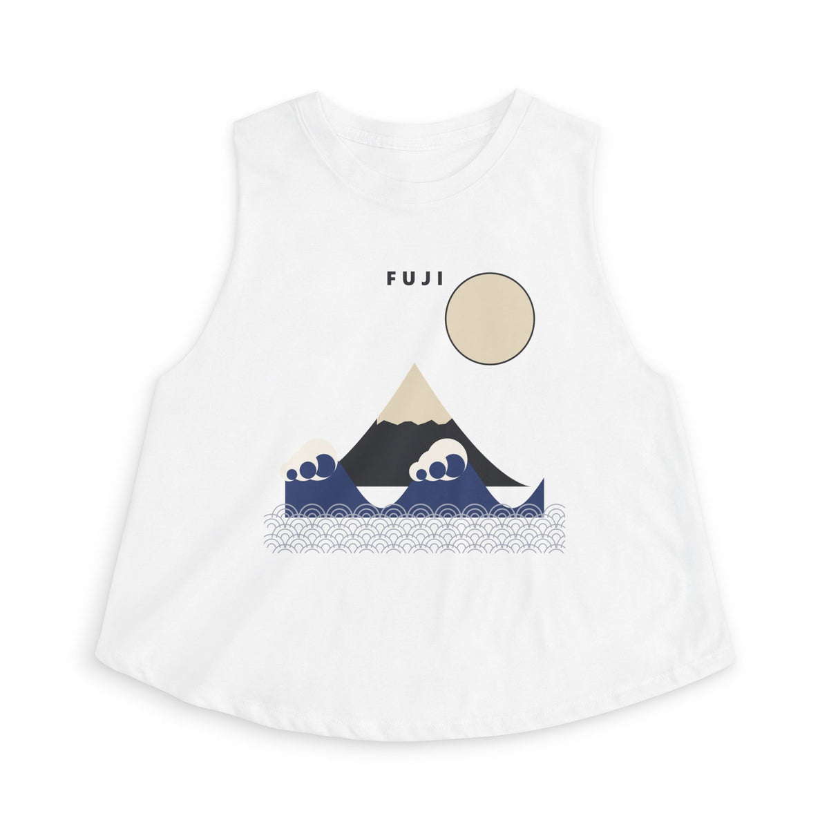 Fuji & Wave Crop Top in Solid White Blend