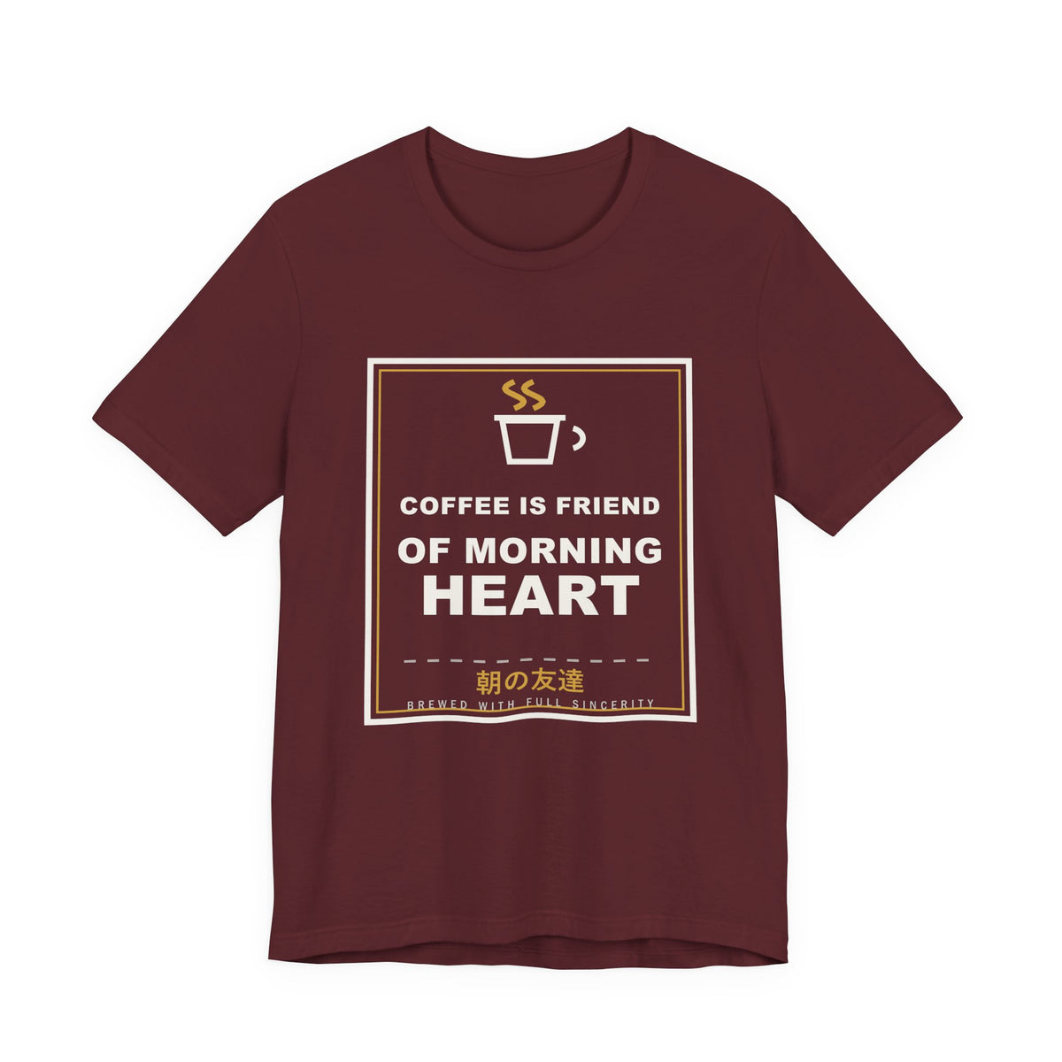 Coffee Is Friend Of Morning Heart Funny Anime T-Shirt in Maroon