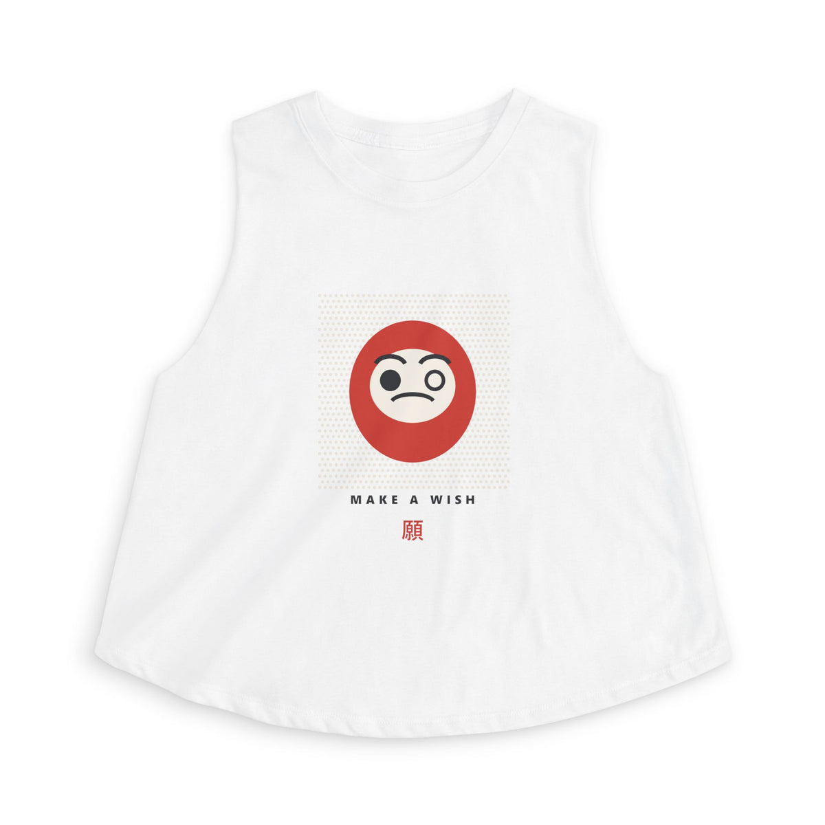 Daruma Wish Crop Top in Solid White Blend