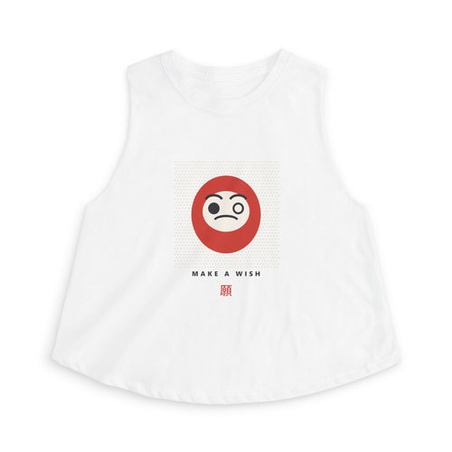 Daruma Wish Crop Top in Solid White Blend