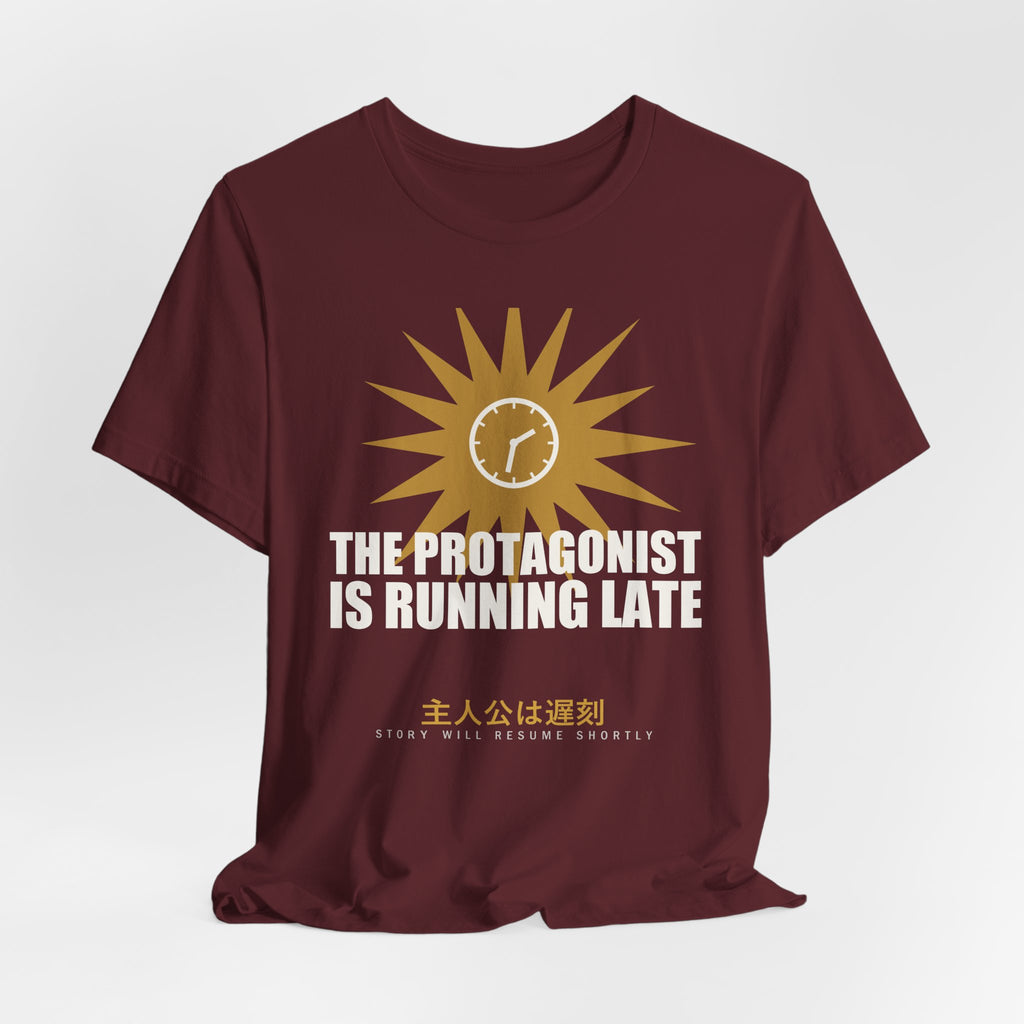 The Protagonist Is Running Late Funny Anime T-Shirt - original anime design, view 24
