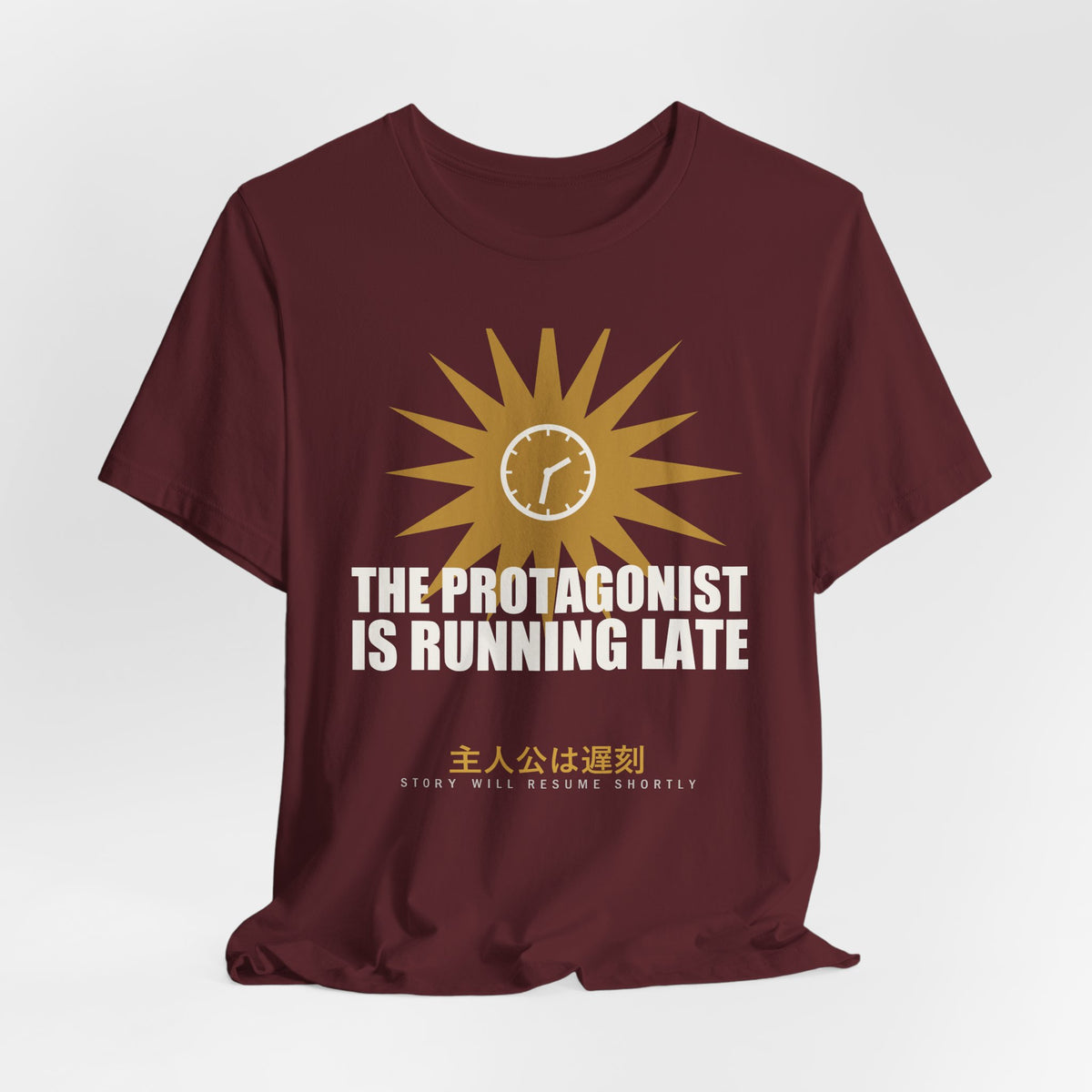 The Protagonist Is Running Late Funny Anime T-Shirt - original anime design, view 24