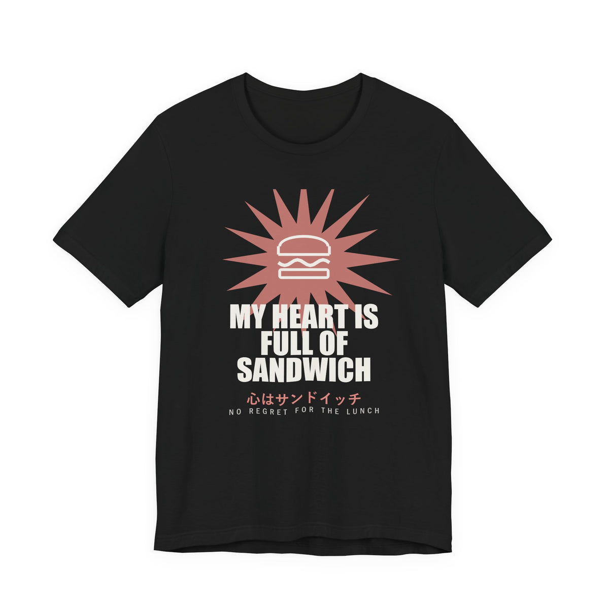 My Heart Is Full Of Sandwich Funny Anime T-Shirt in Black