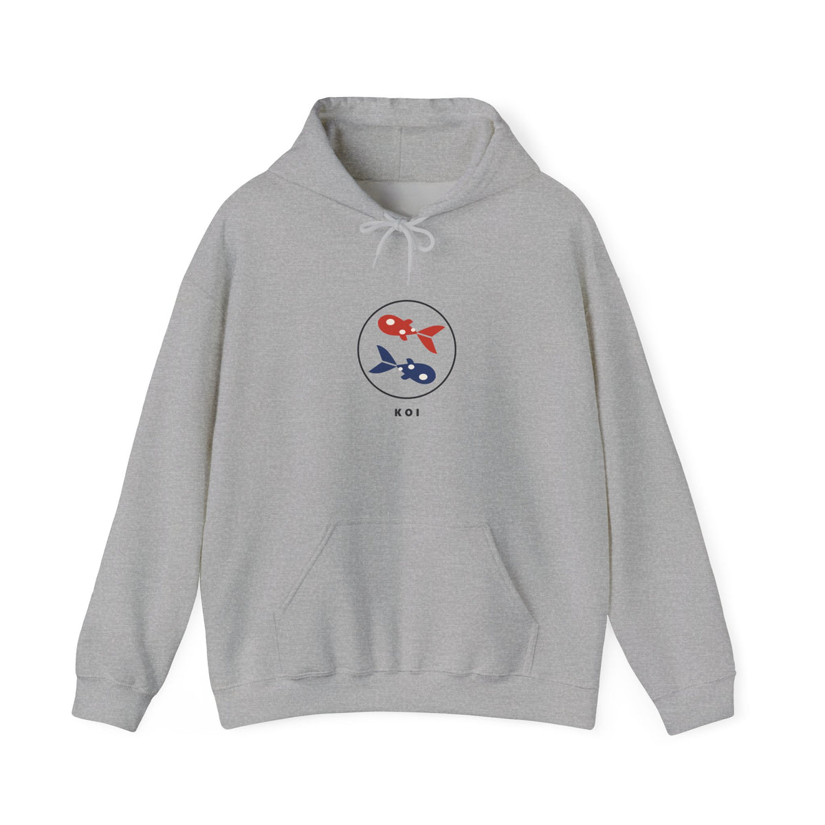 Koi Pair Hoodie in Sport Grey